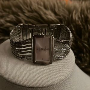 AK Anne Klein Silver Toned Chain Banded Watch